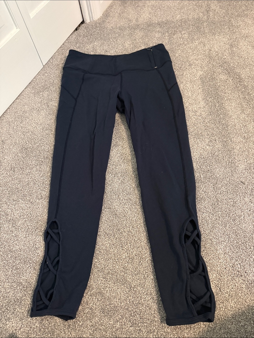 CALIA by Carrie Underwood Black Leggings with Lattice Ankle Detail